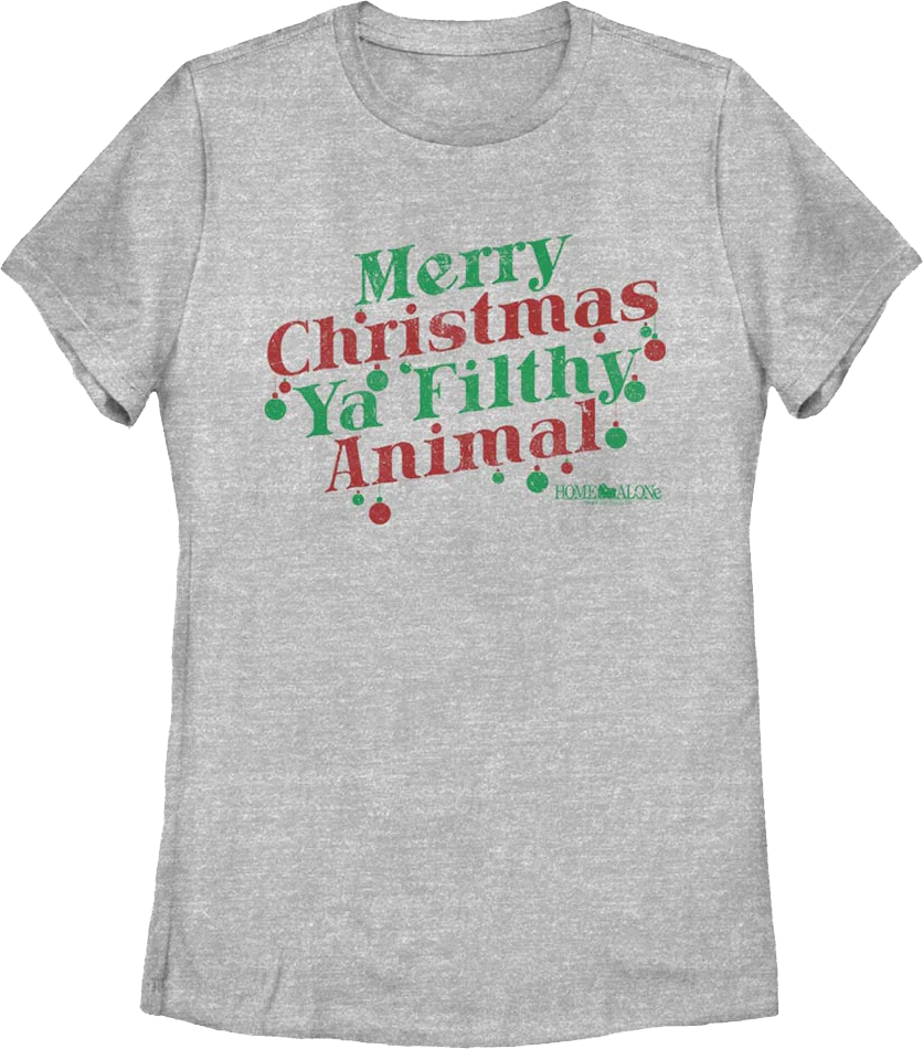 Womens Merry Christmas Ya Filthy Animal Ornaments Home Alone Shirt