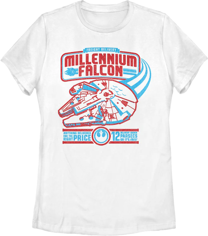 Womens Millennium Falcon Freight Delivery Star Wars Shirt