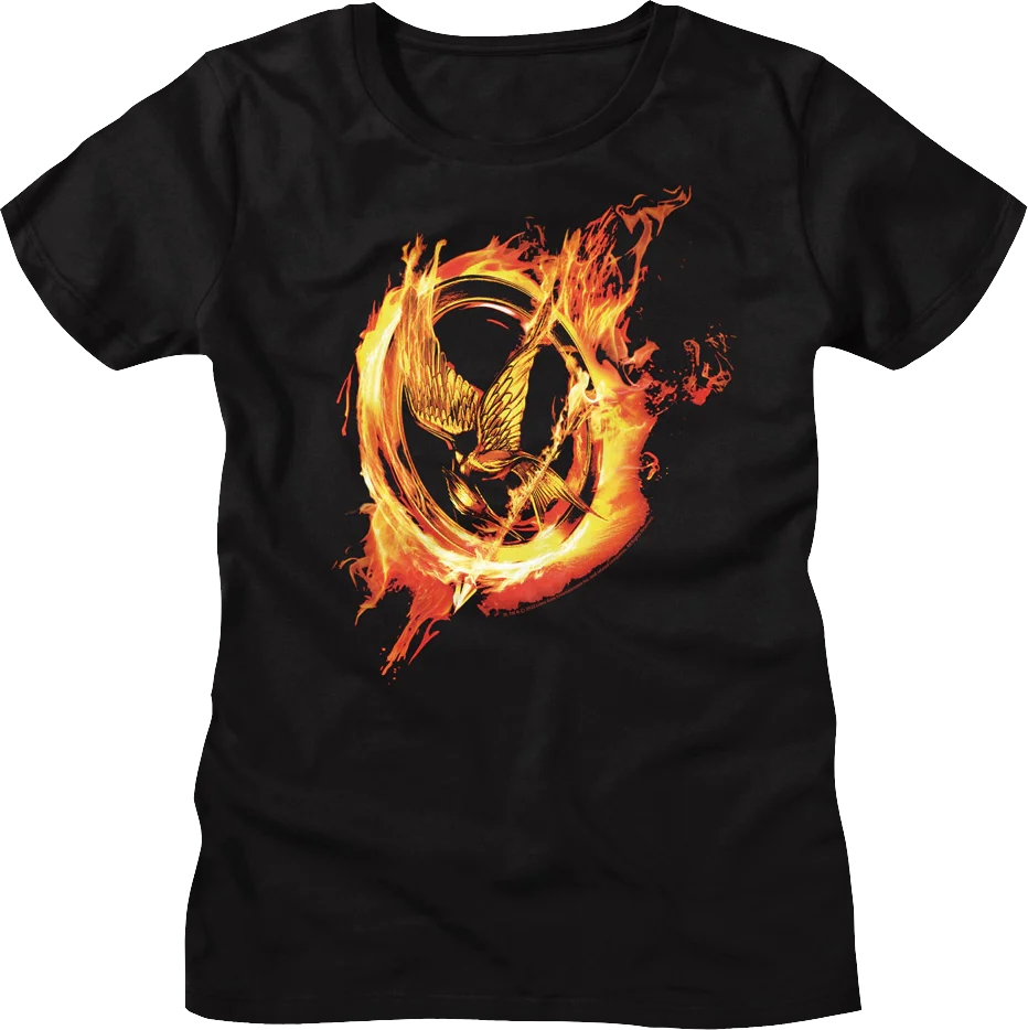 Womens Mockingjay Flames Hunger Games Shirt