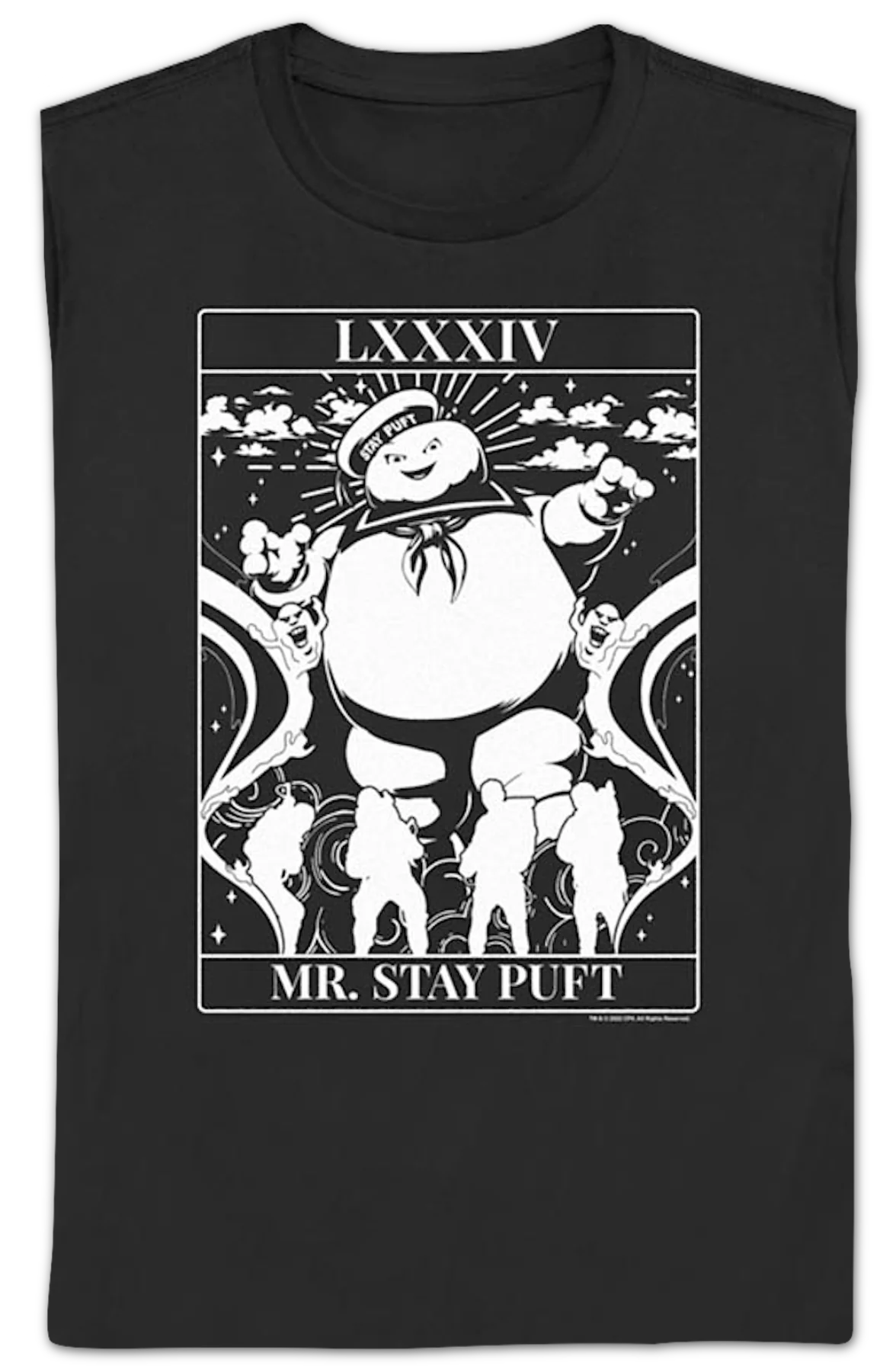 Womens Mr. Stay Puft Tarot Card Ghostbusters Shirt - Image 2