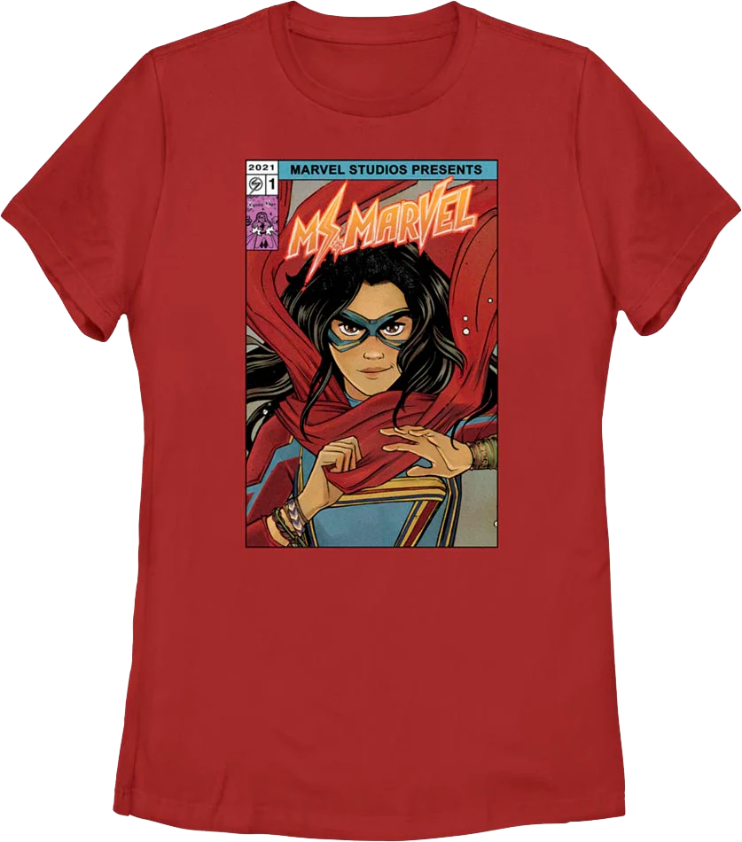 Womens Ms. Marvel Comic Book Cover Marvel Comics T-Shirt