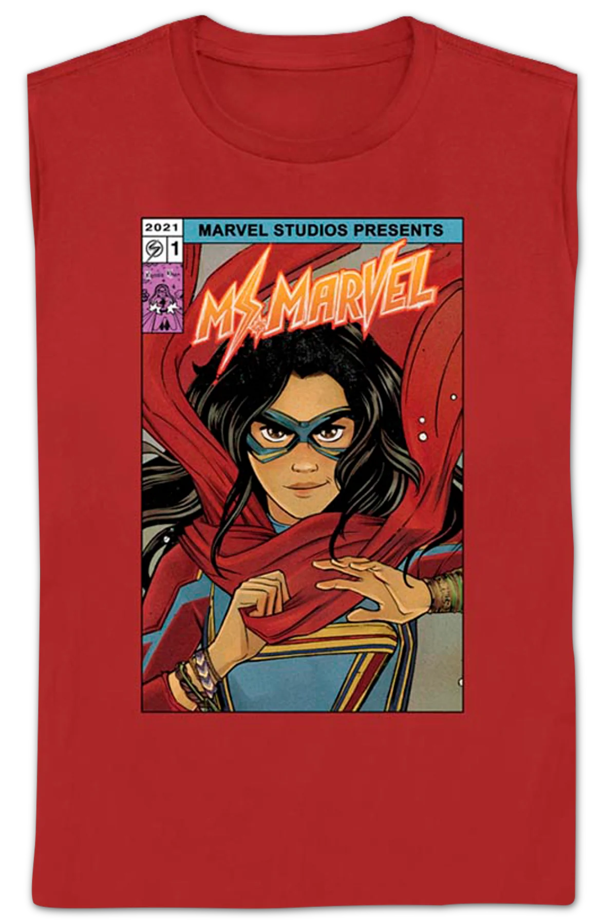 Womens Ms. Marvel Comic Book Cover Marvel Comics T-Shirt - Image 2
