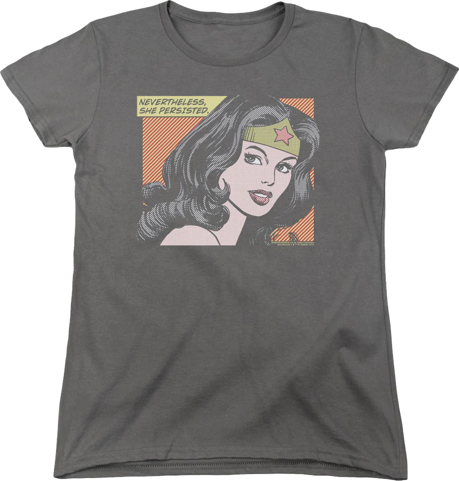 Womens Nevertheless She Persisted Wonder Woman Shirt