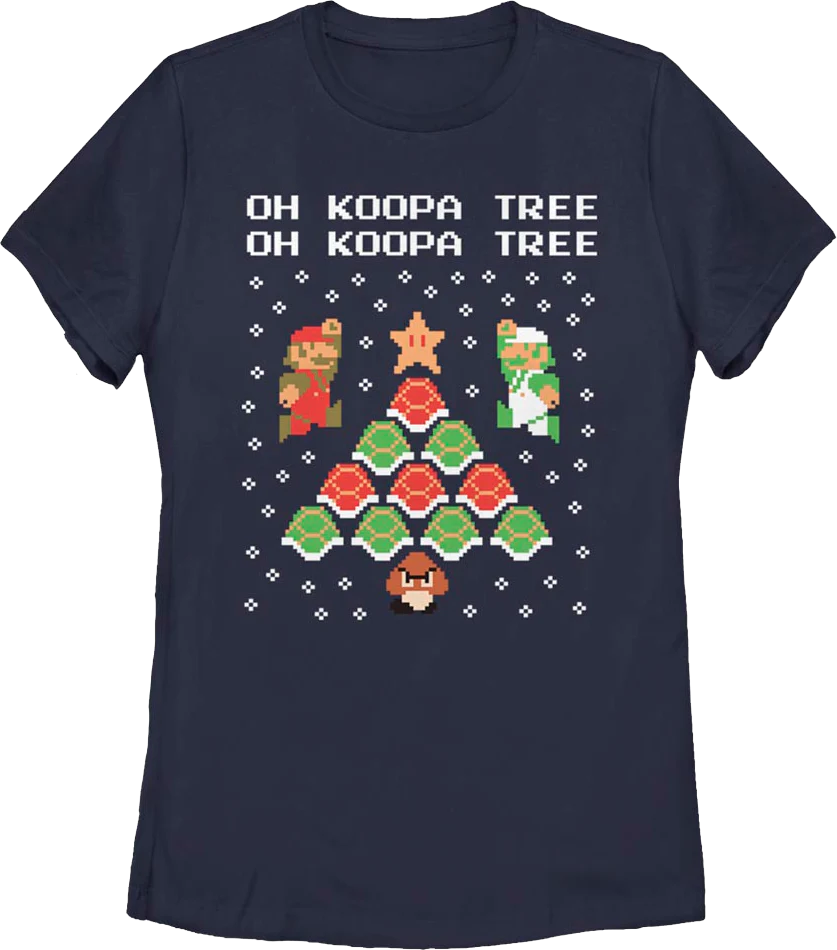 Womens Oh Koopa Tree Super Mario Bros. Christmas Shirt