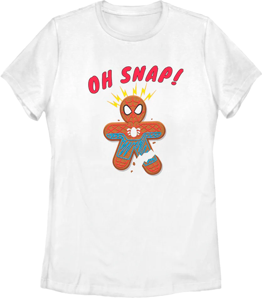 Womens Oh Snap Gingerbread Spider-Man Marvel Comics Shirt