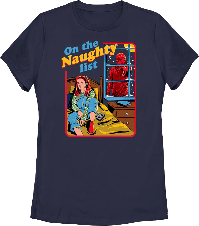 Womens On The Naughty List Stranger Things Shirt