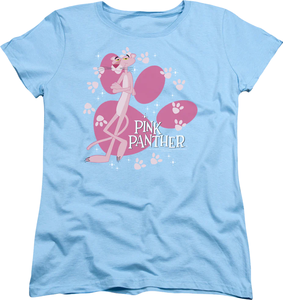 Womens Paw Prints Pink Panther Shirt