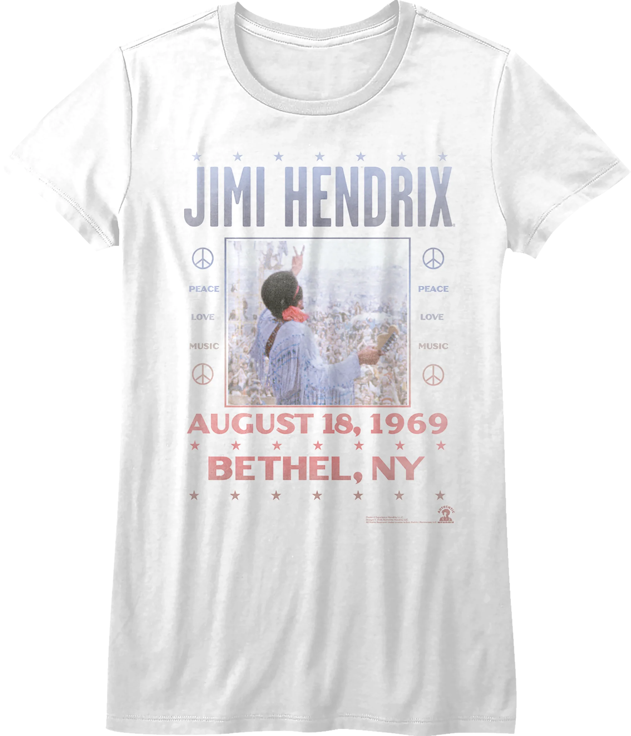 Womens Peace Love Music Jimi Hendrix Shirt