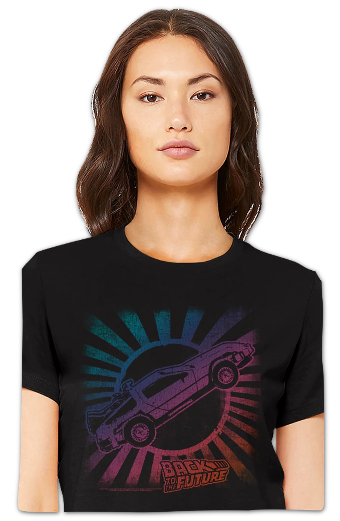 Womens Rainbow DeLorean Back To The Future Shirt - Image 2