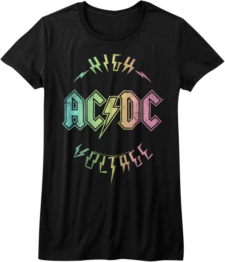 Womens Rainbow High Voltage ACDC Shirt