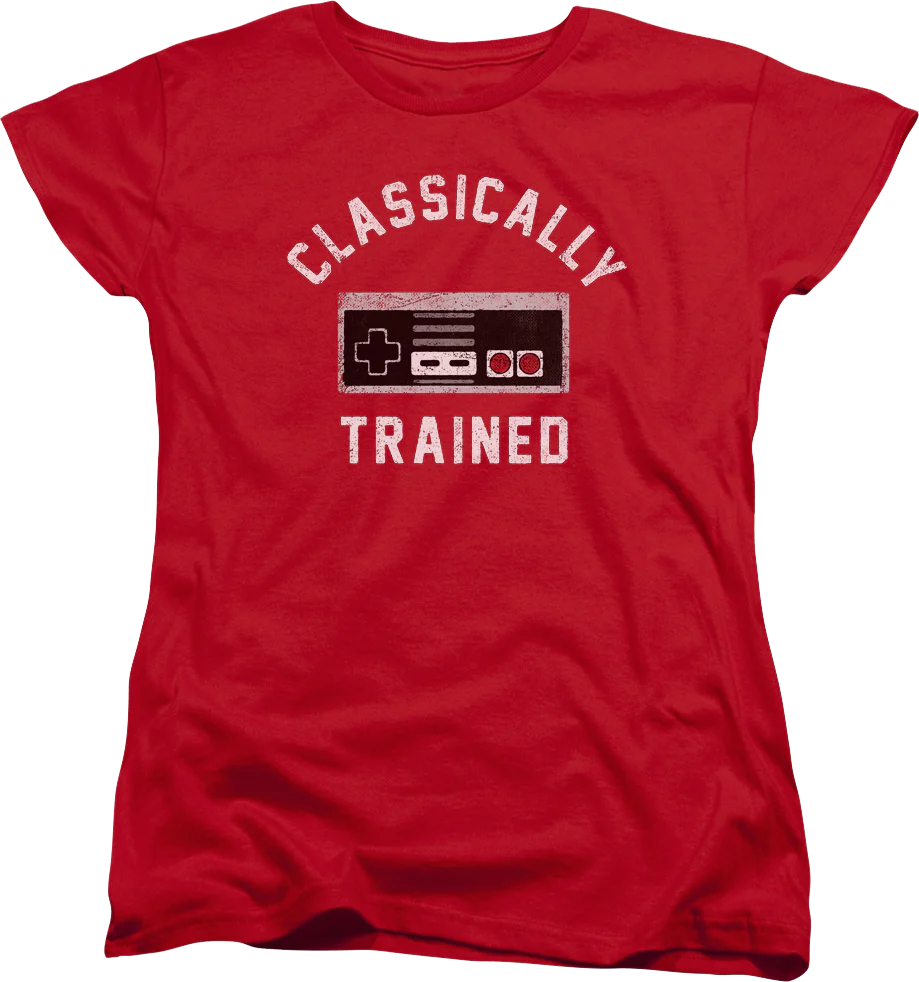 Womens Red Classically Trained NES Controller Shirt