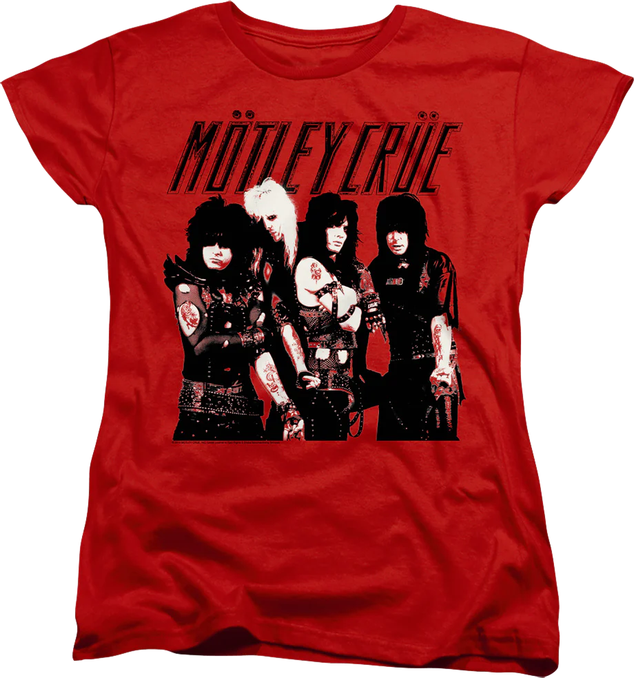 Womens Red Photo Motley Crue Shirt