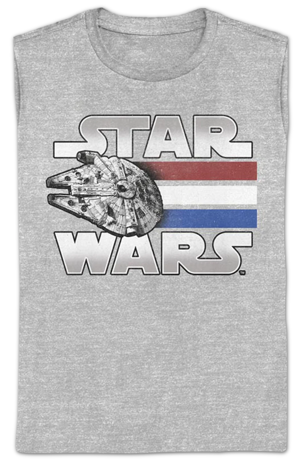 Womens Retro Millennium Falcon Red White Blue Stripes Star Wars Shirt - Image 2