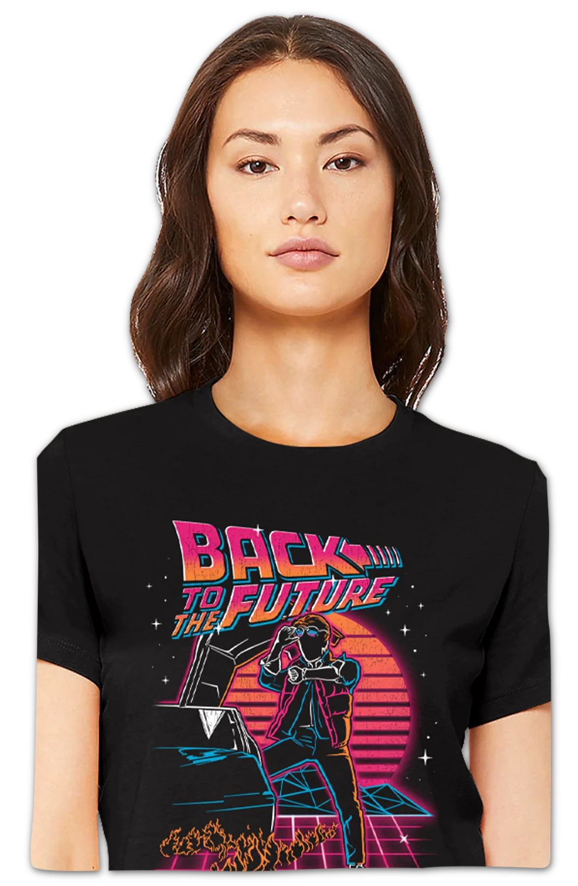 Womens Retro Neon Back To The Future Shirt - Image 2