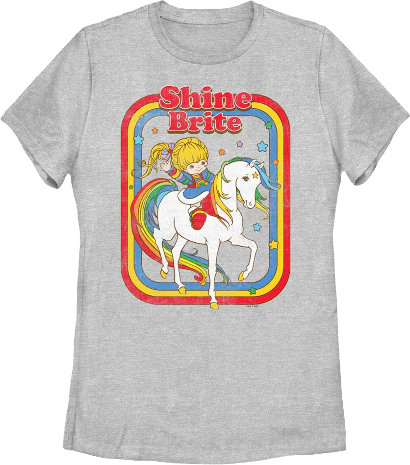 Womens Retro Shine Brite Colorful Frame Rainbow Brite Shirt