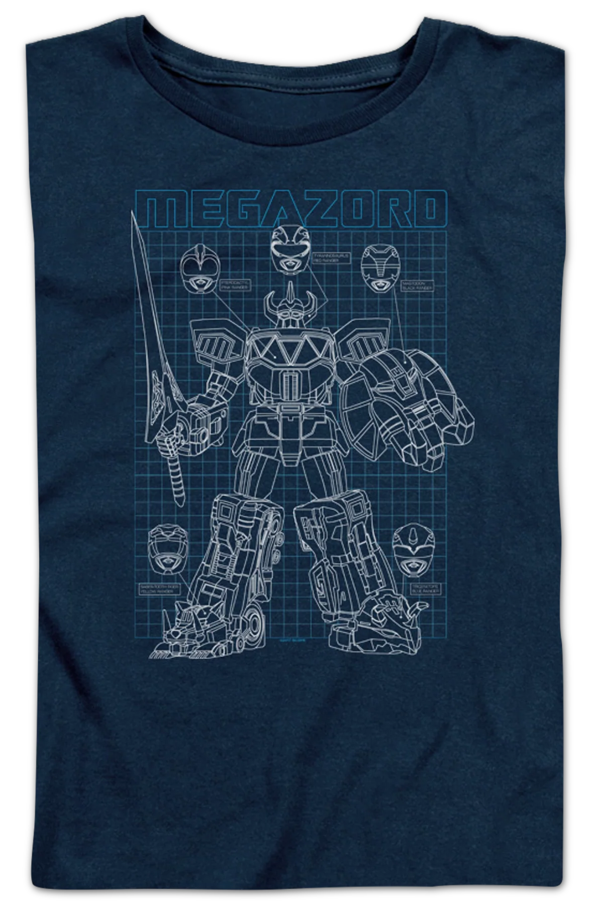 Womens Schematic Megazord Mighty Morphin Power Rangers Shirt - Image 2
