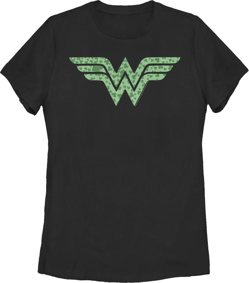 Womens Shamrock Logo Wonder Woman DC Comics Shirt