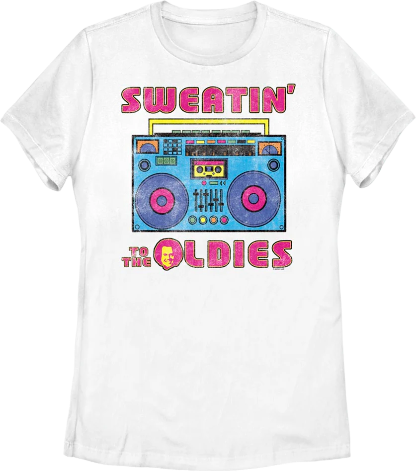 Womens Sweatin' To The Oldies Boombox Richard Simmons Shirt