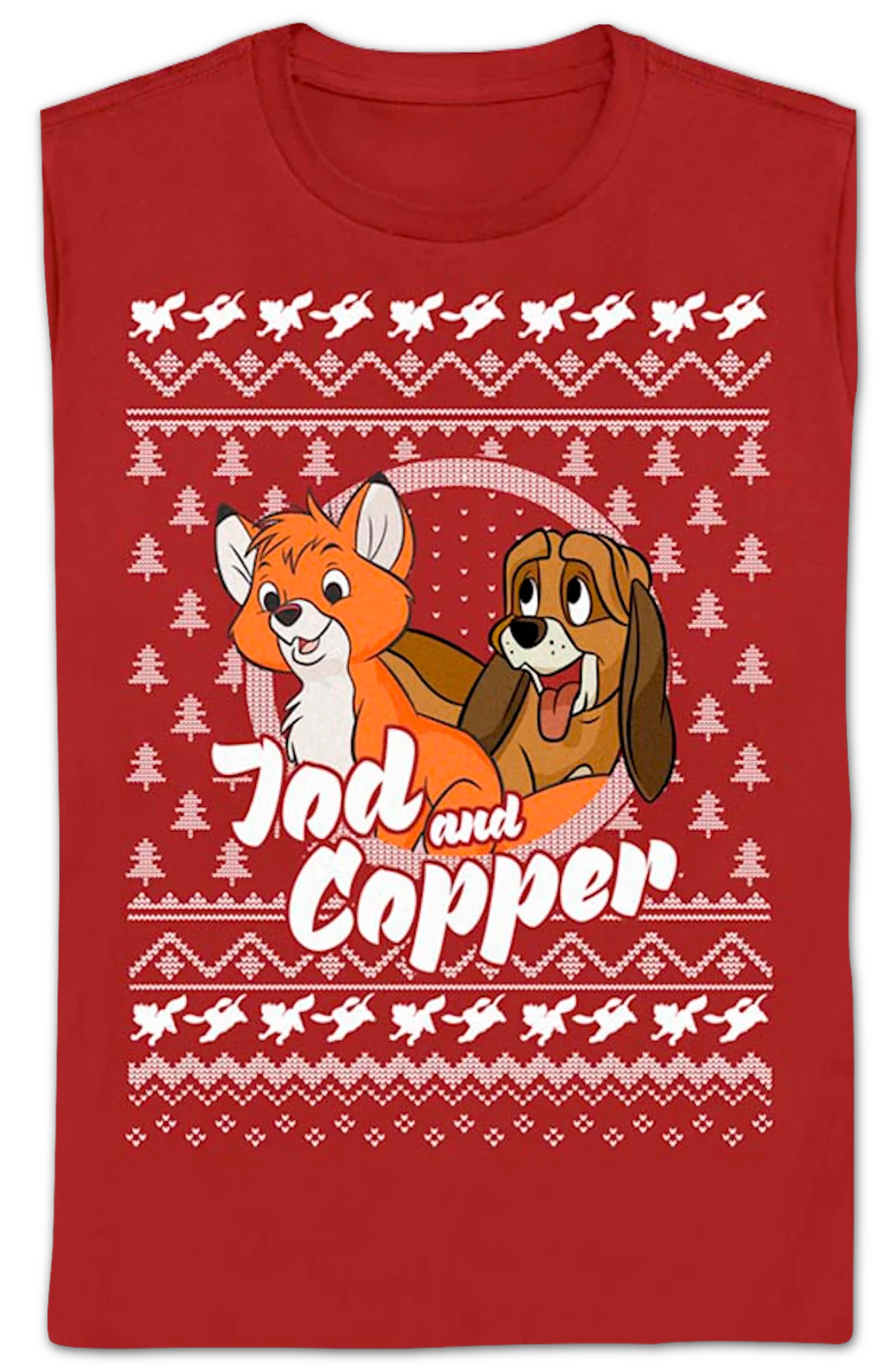 Womens The Fox and the Hound Faux Ugly Christmas Sweater Disney Shirt - Image 2