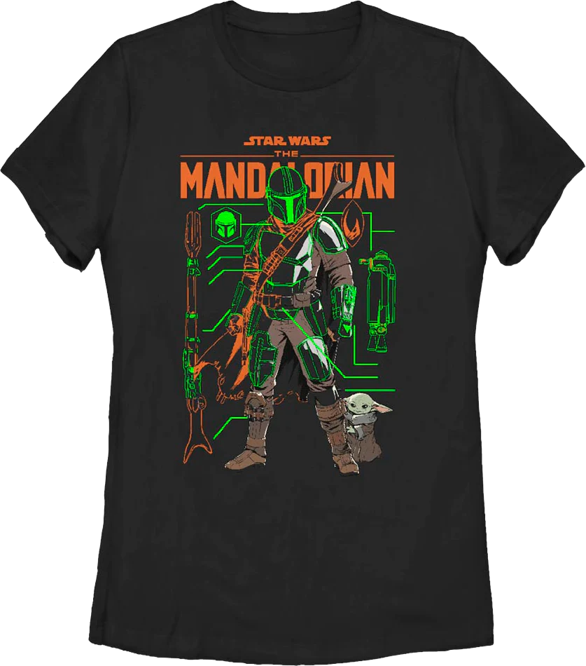 Womens The Mandalorian And The Child Outlines Star Wars Shirt