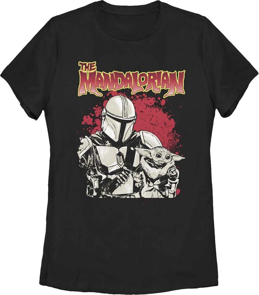 Womens The Mandalorian Bounty Hunter And Child Star Wars Shirt