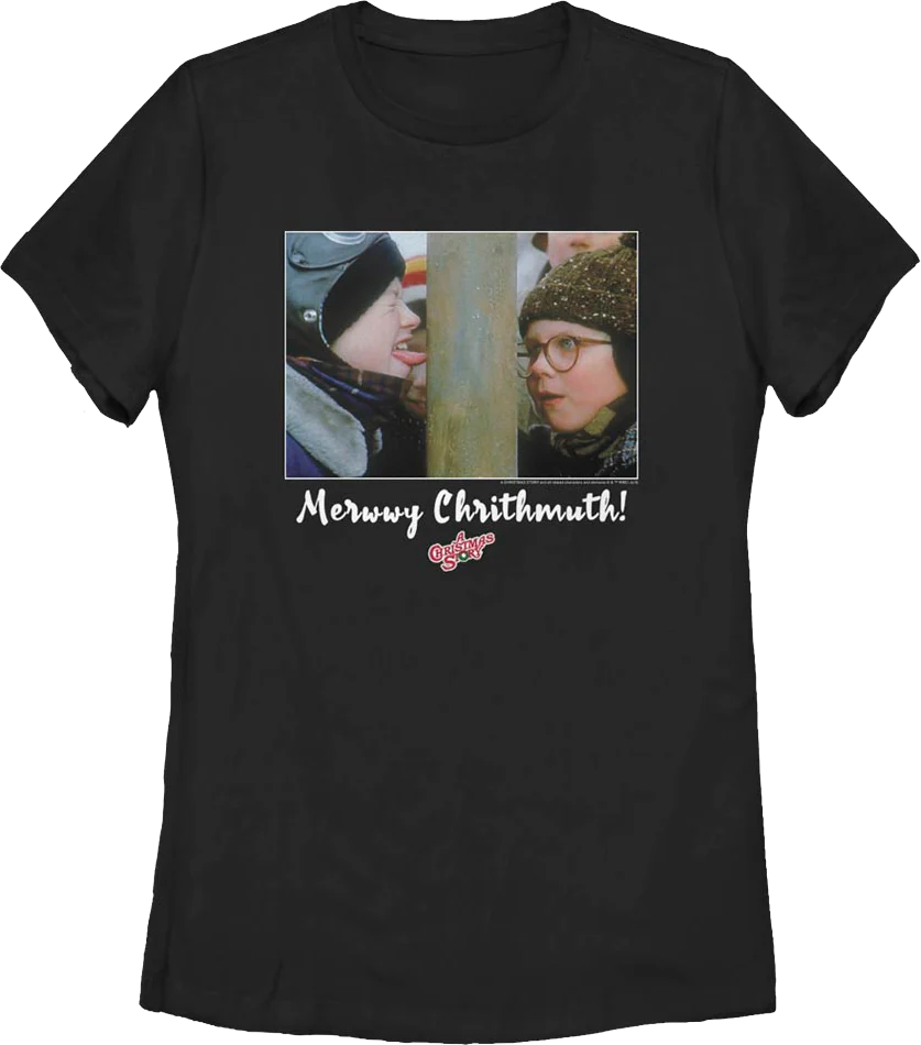 Womens Triple Dog Dare Merwwy Chrithmuth Christmas Story Shirt