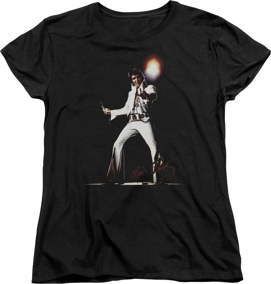 Womens White Jumpsuit Elvis Presley Shirt
