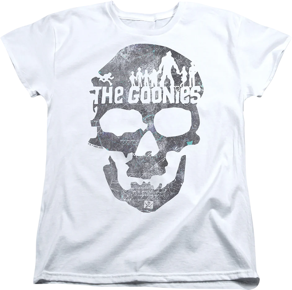 Womens White Skull Silhouettes Goonies Shirt