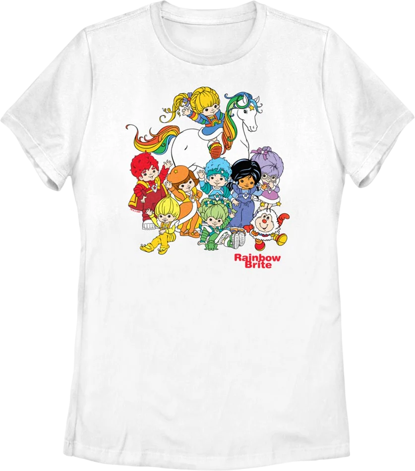 Womens White The Gang's All Here Rainbow Brite Shirt