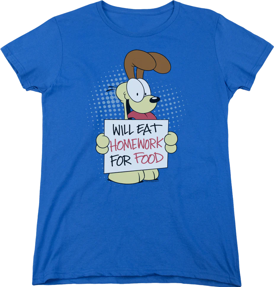 Womens Will Eat Homework Garfield Shirt