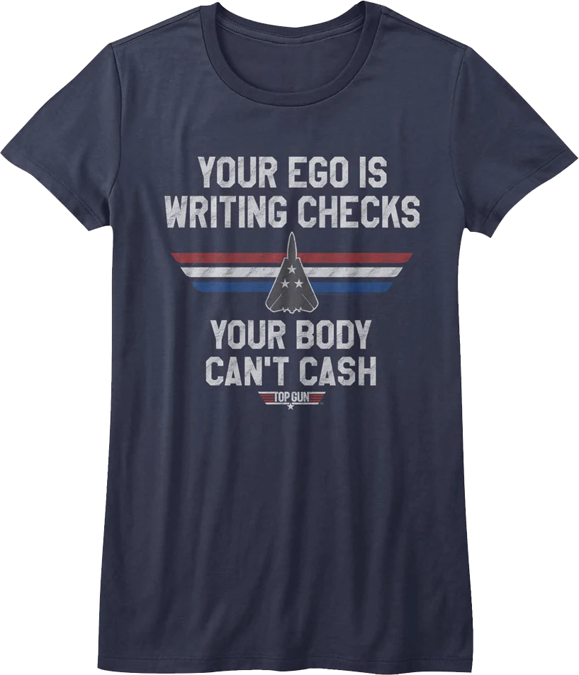 Womens Writing Checks Top Gun Shirt