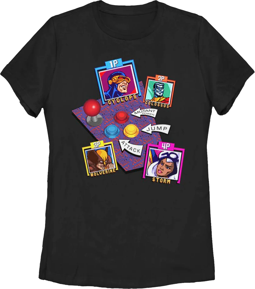 Womens X-Men Arcade Game Marvel Comics Shirt