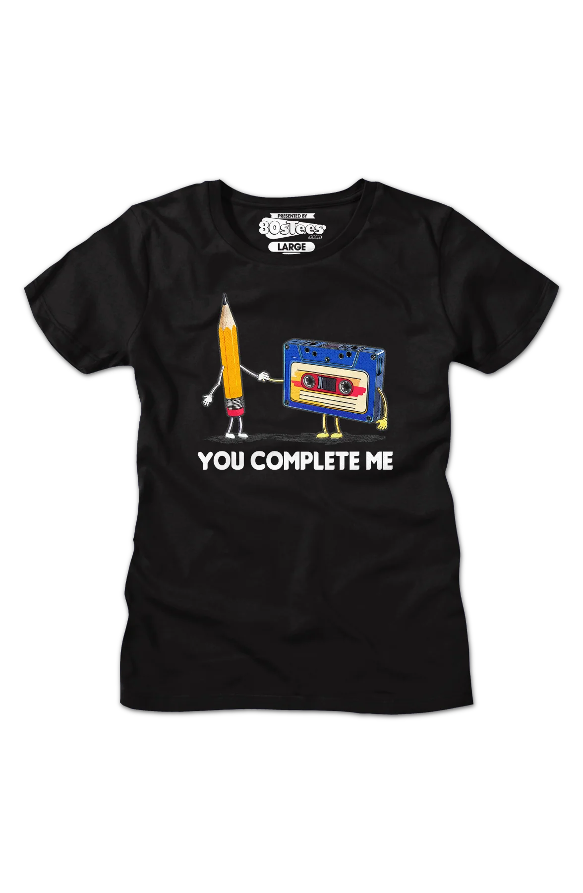 Womens You Complete Me Pencil & Cassette Shirt - Image 2