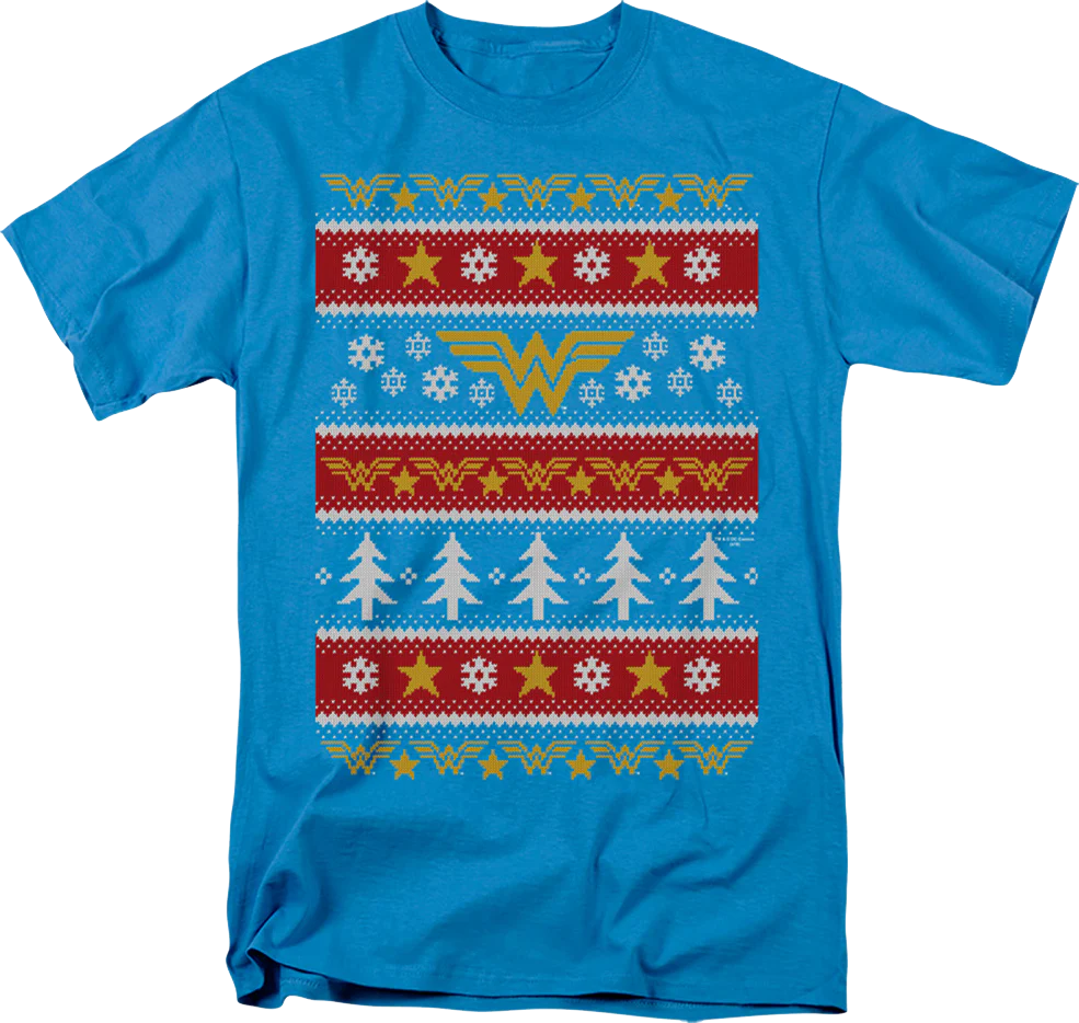 Wonder Woman Faux Ugly Christmas Sweater DC Comics T-Shirt