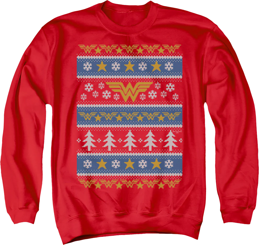 Wonder Woman Ugly Faux Knit DC Comics Sweatshirt