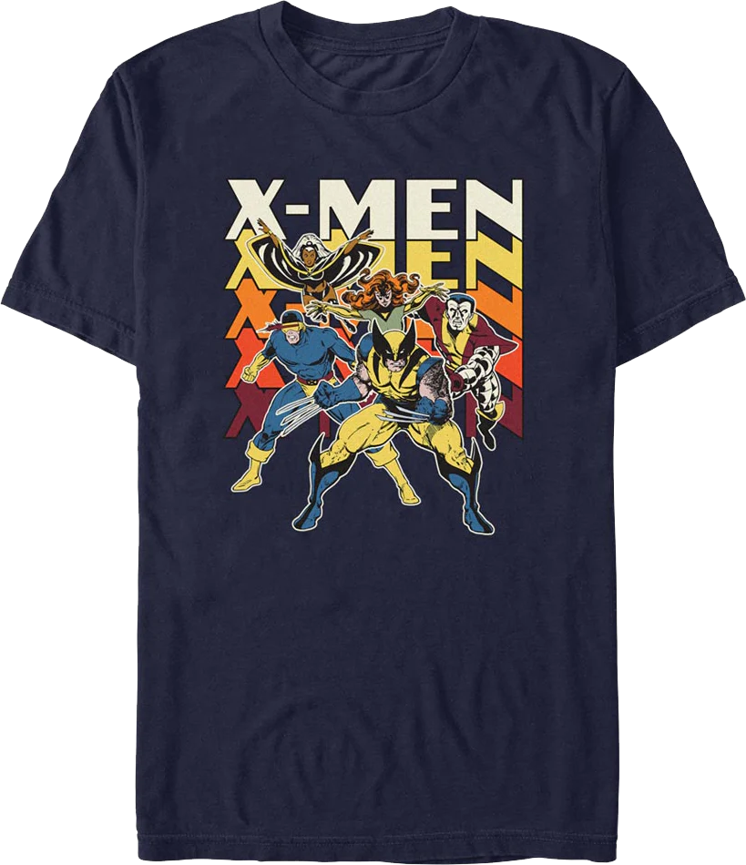 X-Men Characters And Stacked Logo Marvel Comics T-Shirt