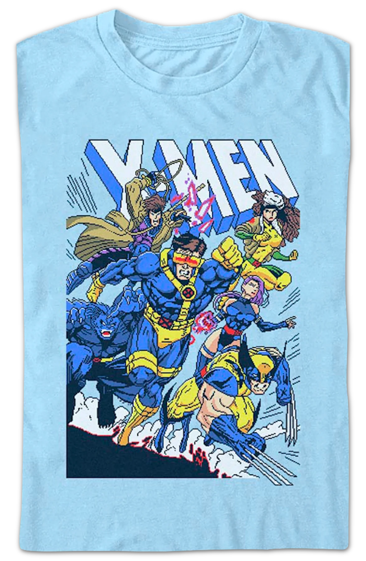 X-Men Pixelated Mutants To The Rescue Marvel Comics T-Shirt - Image 2