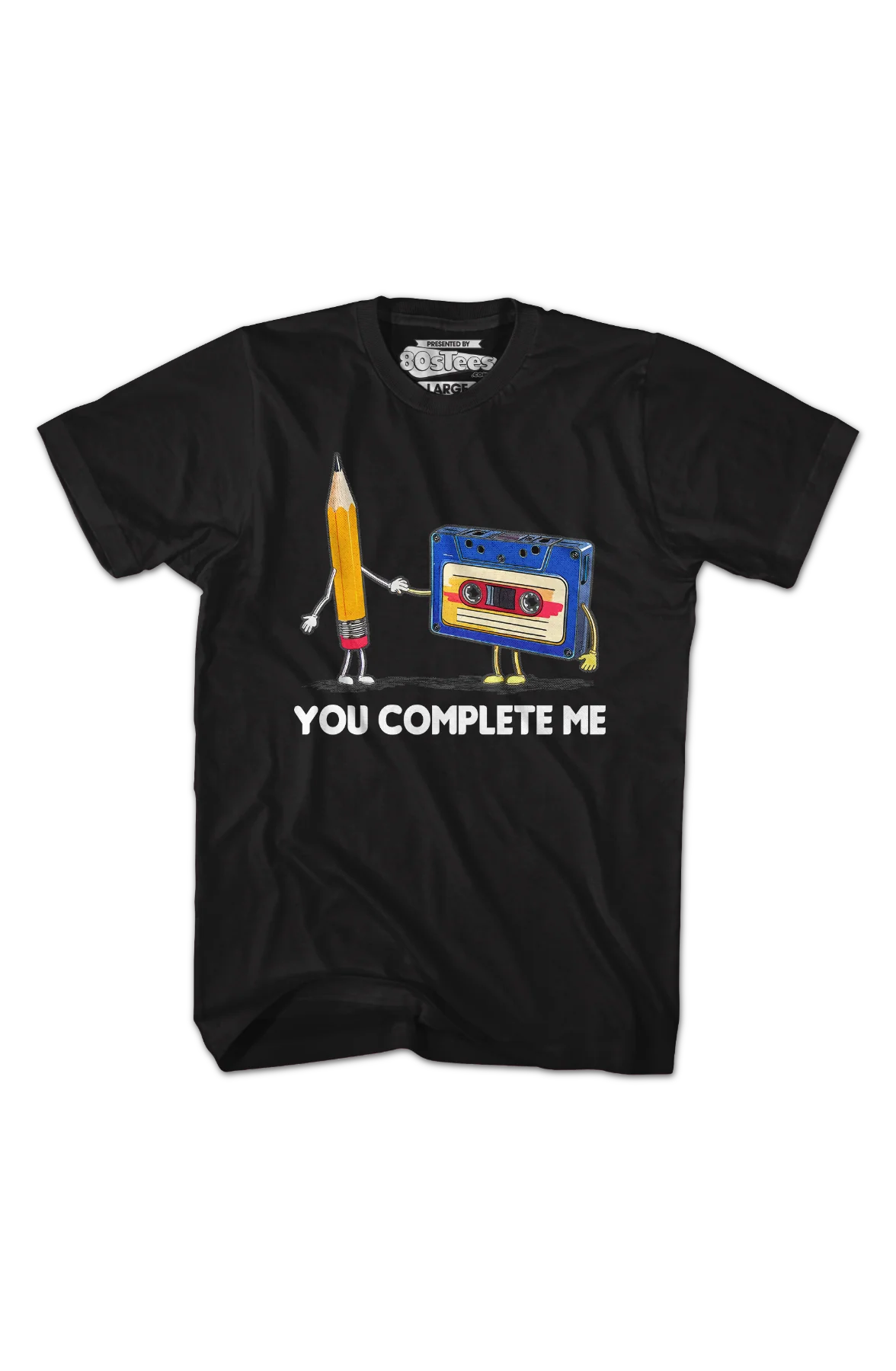 You Complete Me Pencil & Cassette T-Shirt - Image 2