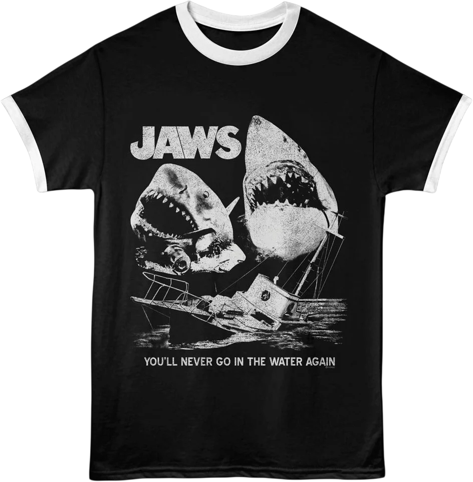 You'll Never Go In The Water Again Collage Jaws Ringer Shirt