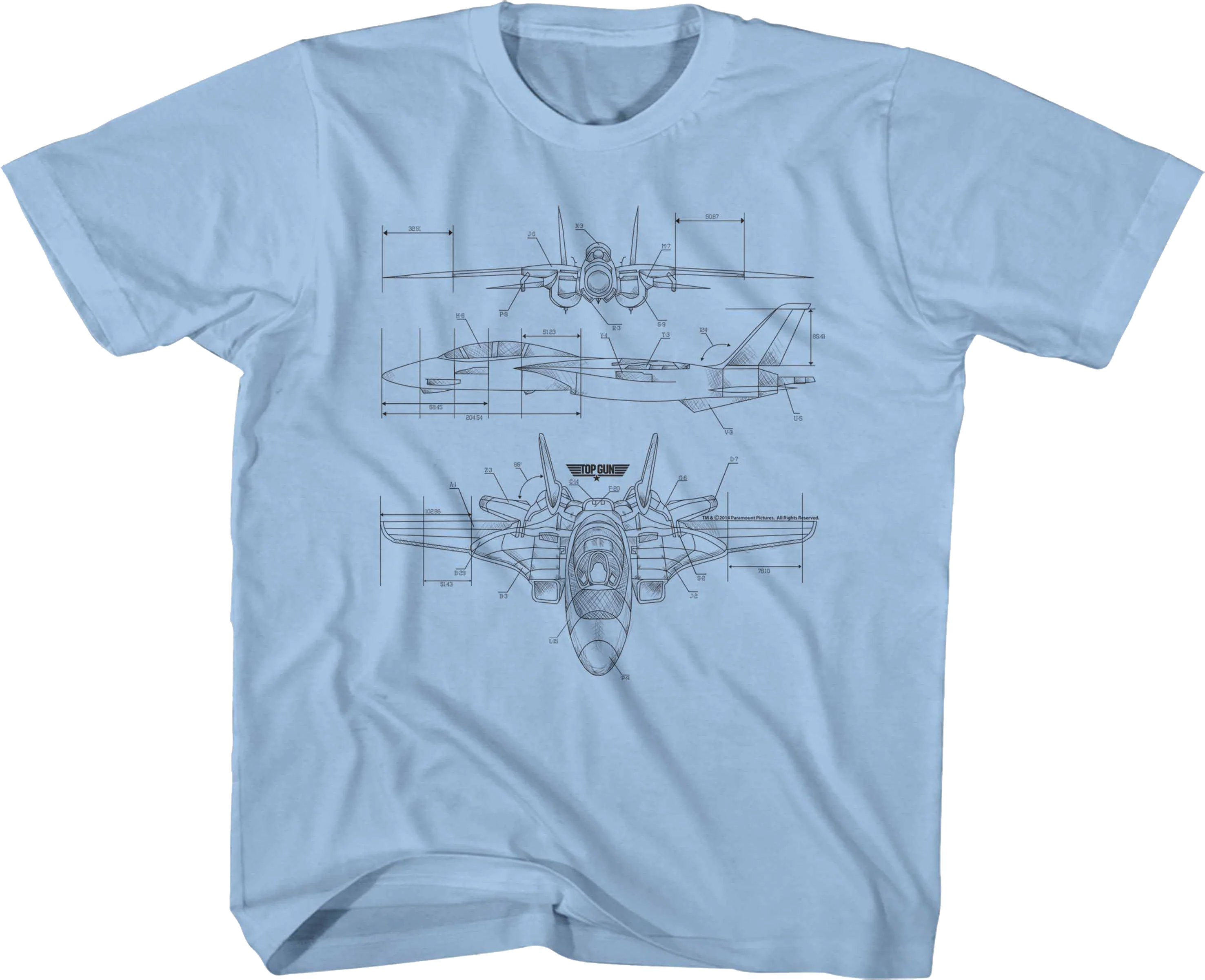 Youth Aircraft Diagram Top Gun Shirt