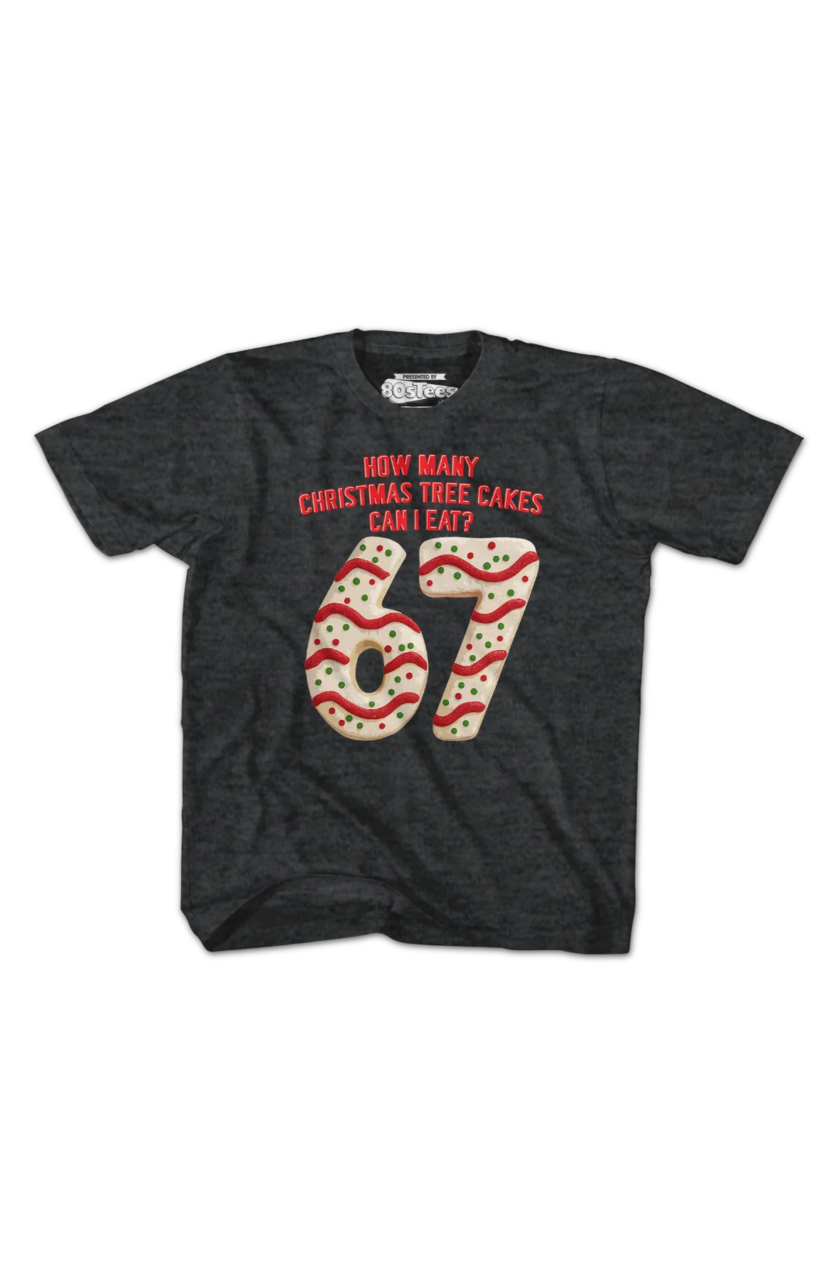 Youth How Many Christmas Tree Cakes Can I Eat? 67 Shirt - Image 2