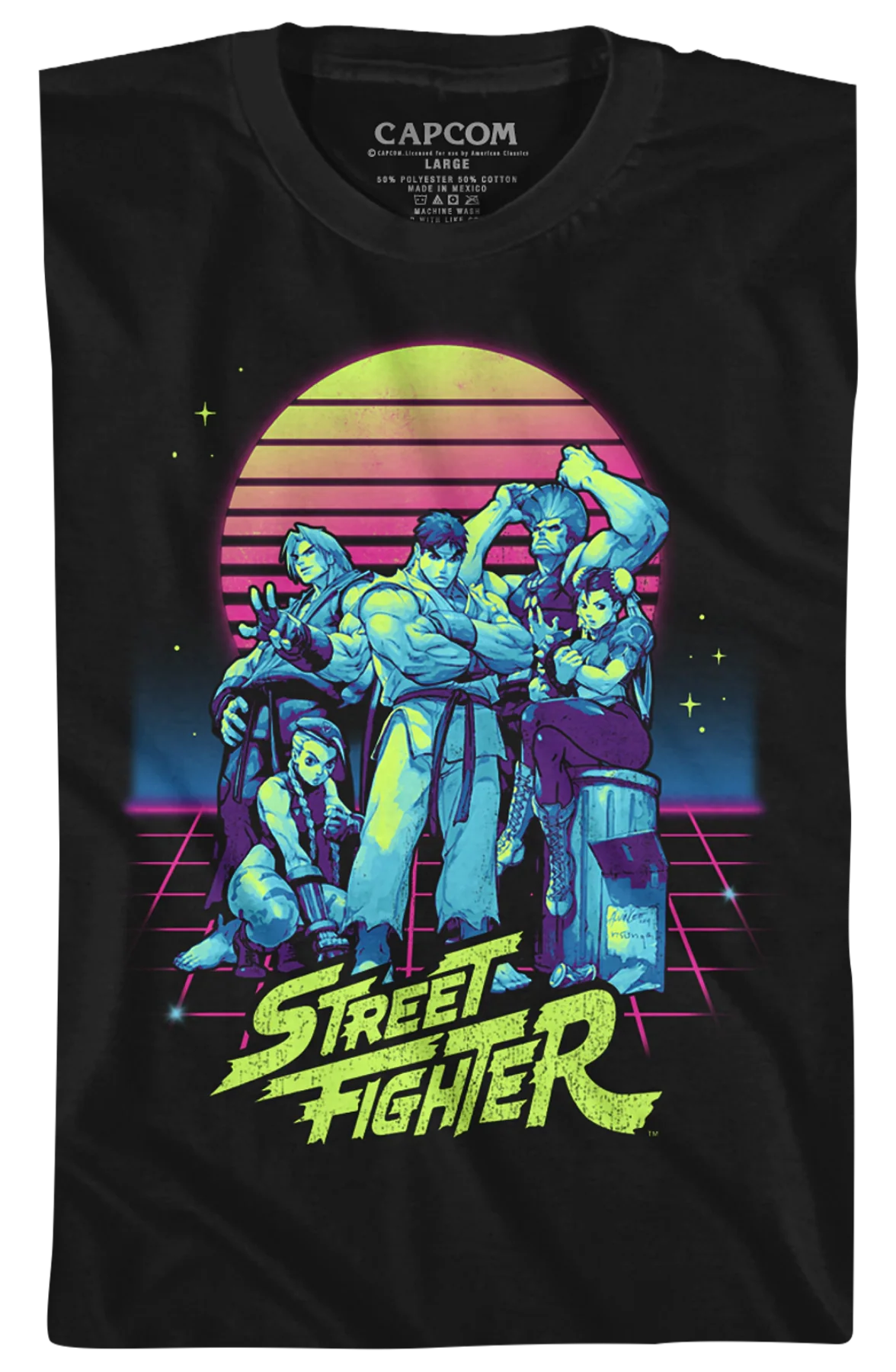 Youth Retro Neon Street Fighter Shirt - Image 2