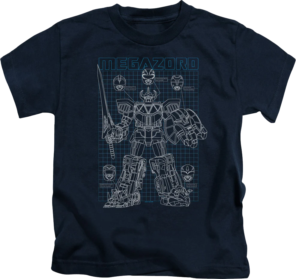 Youth Schematic Megazord Mighty Morphin Power Rangers Shirt