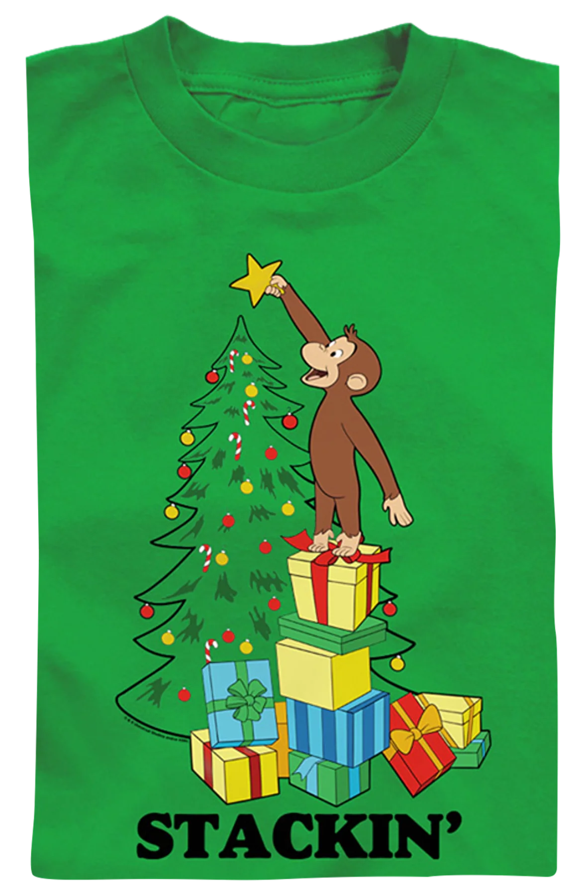 Youth Stackin' Curious George Christmas Shirt