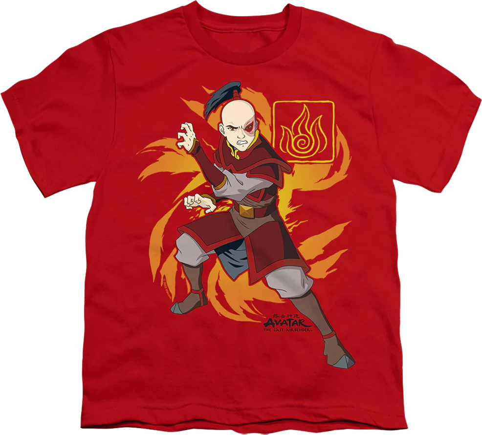 Youth Zuko Flame Burst Avatar The Last Airbender Shirt