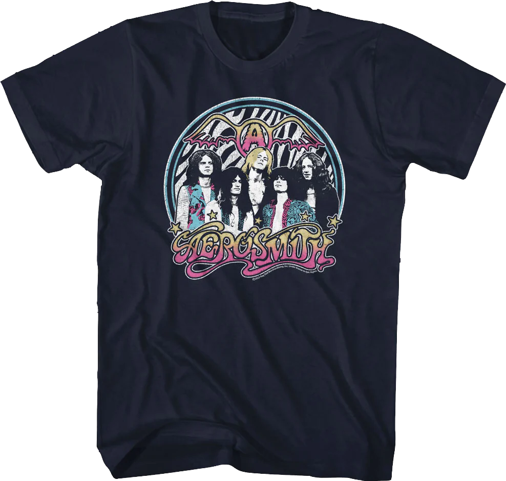 Zebra Print Group Photo Aerosmith T-Shirt